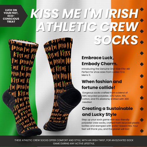 Kiss Me Im Irish Athletic Crew Socks