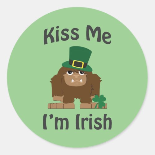 Kiss Me Im Irish bigfoot Classic Round Sticker