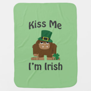 Kiss Me I'm Irish bigfoot Receiving Blanket