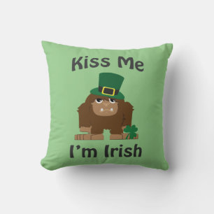 Kiss Me I'm irish Bigfoot Throw Pillow
