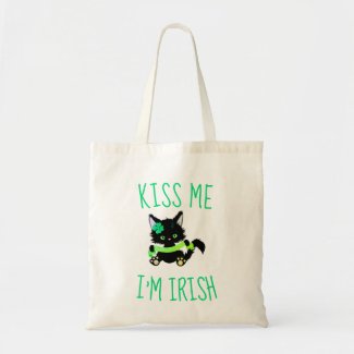Kiss Me I'm Irish Cat Lover Tote Bag