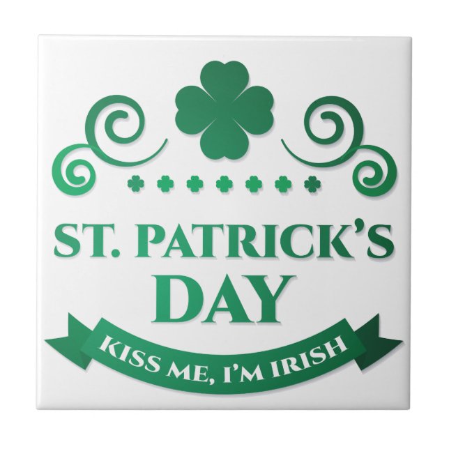 kiss me i'm irish ceramic tile (Front)