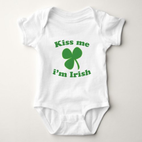 Kiss Me Im Irish Clover St Patricks Day Baby Bodysuit
