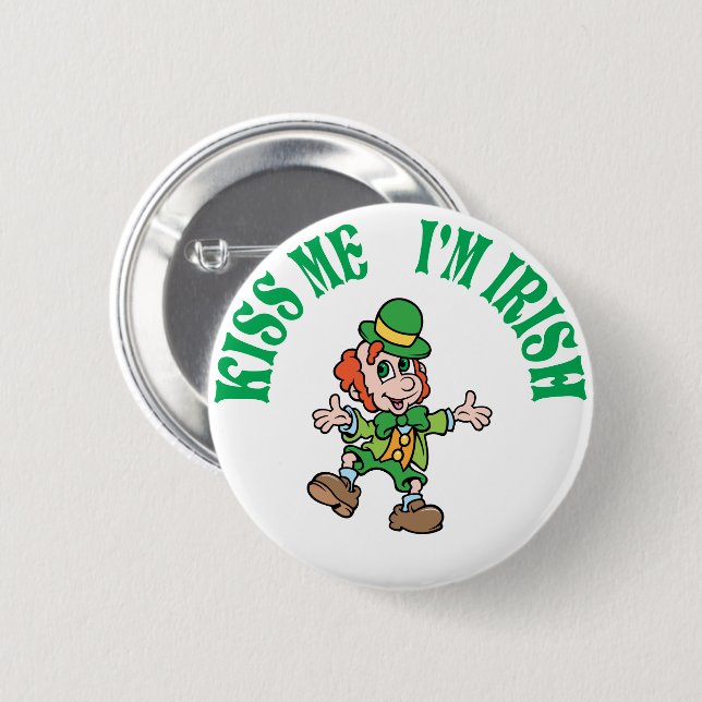 Kiss Me I'm Irish Dancing Leprechaun Button (Front & Back)