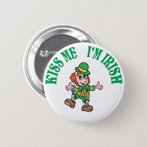 Kiss Me Im Irish Dancing Leprechaun Button