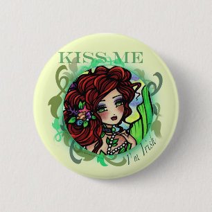"KISS ME I'm Irish" Fantasy Mermaid Fairy Art Button