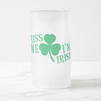 KISS me I'm Irish Frosted Glass Beer Mug