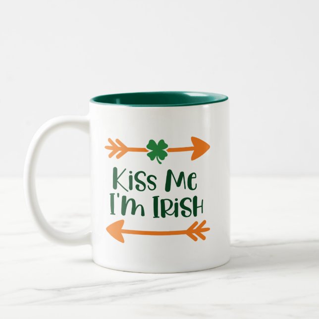 Kiss Me I'm Irish: Funny Paddy's Day Drinking Mug (Left)
