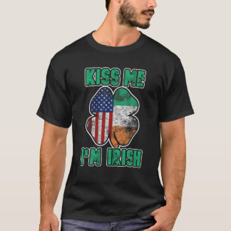 Kiss Me I'm Irish Funny St Patrick's Day Shamrock T-Shirt