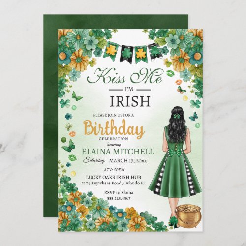 Kiss Me Im Irish Girl Green Dress St Patricks I Invitation