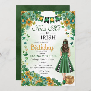 Kiss Me I'm Irish Girl Green Dress St. Patrick's I Invitation