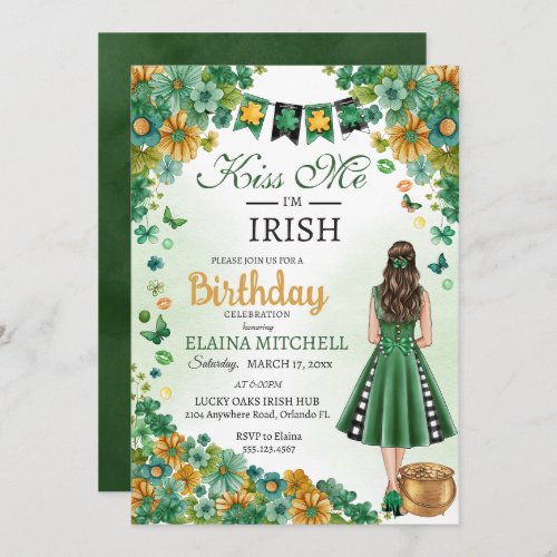 Kiss Me Im Irish Girl Green Dress St Patricks I Invitation
