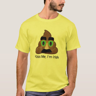 Kiss Me I'm Irish Green Irish Poop Emoji funny T-Shirt