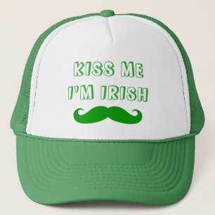 Kiss me I'm Irish green mustache St Patricks Day Trucker Hat