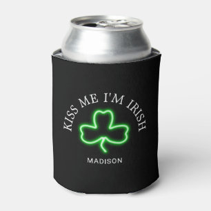 Kiss Me I'm Irish Green Shamrock Customized Can Cooler