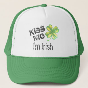 Kiss Me I'm Irish, Green Shamrock, Trucker Hat