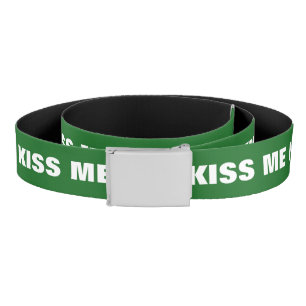 Kiss me im irish green St Patricks Day canvas belt
