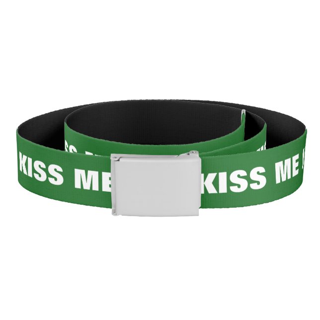 Kiss me im irish green St Patricks Day canvas belt (Coil)