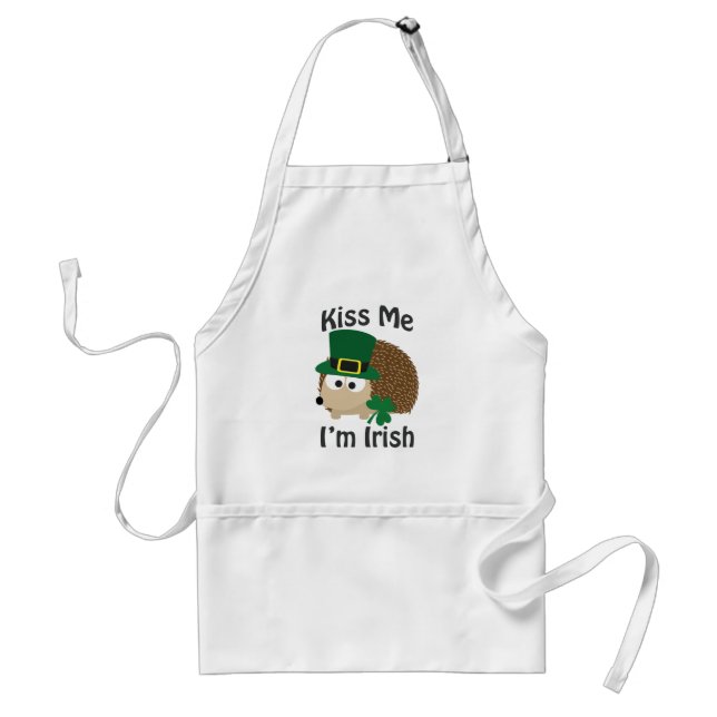 Kiss Me I'm Irish Hedgehog Adult Apron (Front)
