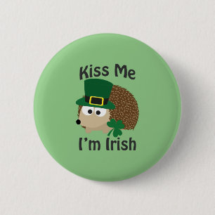 Kiss Me I'm Irish Hedgehog Button
