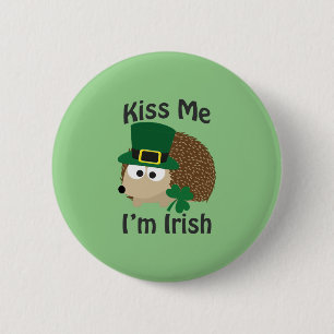 Kiss Me I'm Irish Hedgehog Button