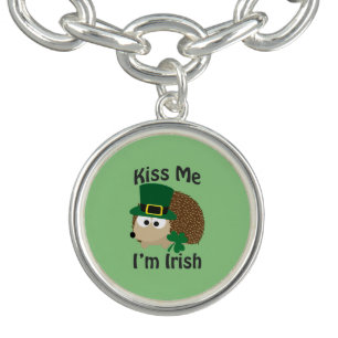 Kiss Me I'm Irish Hedgehog Charm Bracelet