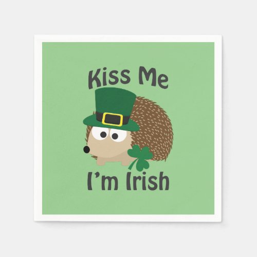 Kiss Me Im Irish Hedgehog Napkins