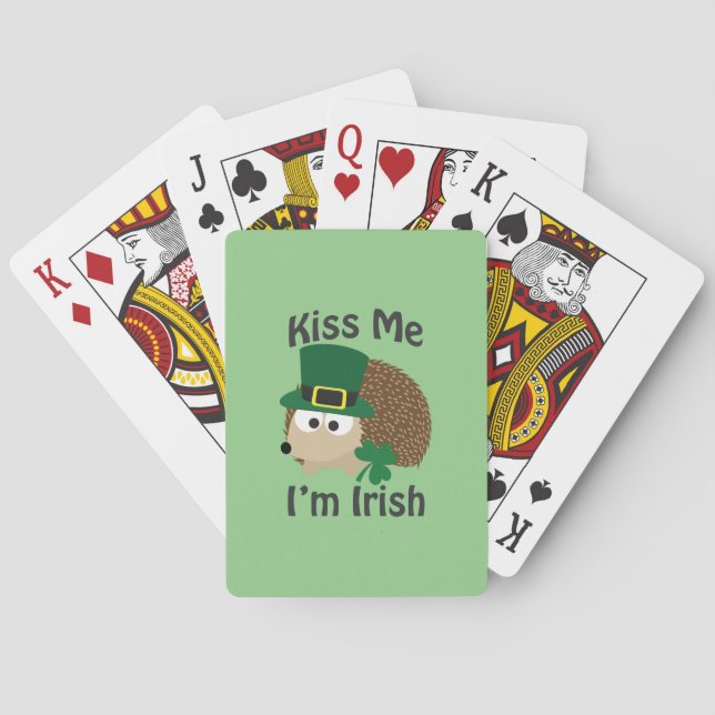 Kiss Me I'm Irish Hedgehog Poker Cards (Back)
