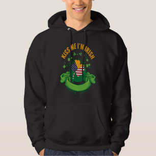 Kiss Me I'm Irish I St Patricks Day Shamrock Flag Hoodie