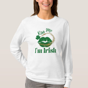 Kiss Me I'm Irish Lips And Shamrock Woman's T-Shirt