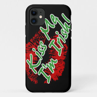 Kiss Me I'm Irish Lips (black) iPhone 11 Case