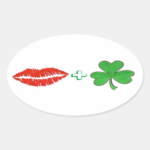 Kiss Me I'm Irish Lips Shamrock Clover Stickers