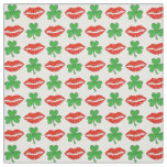 Kiss Me I&#39;m Irish Lips Shamrock St. Patrick&#39;s Day Fabric