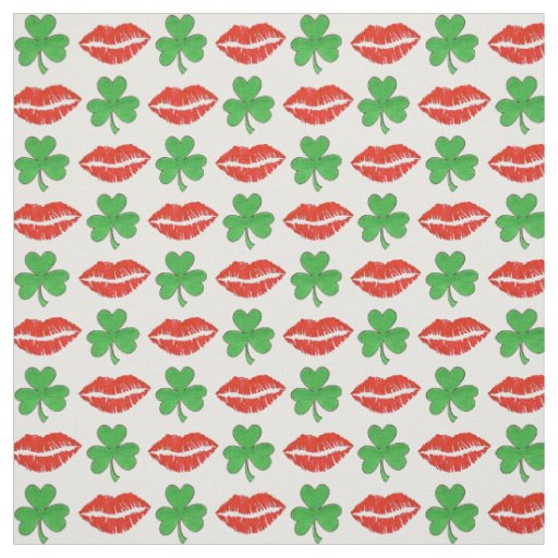 Kiss Me I'm Irish Lips Shamrock St. Patrick's Day Fabric