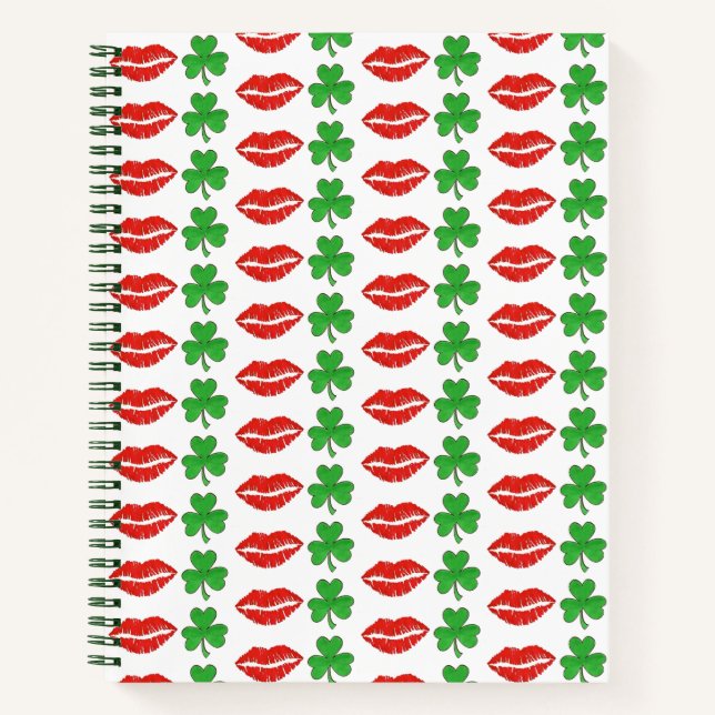 Kiss Me I'm Irish Lips Shamrock St. Patrick's Day Notebook (Front)