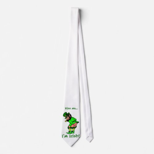 Kiss Me Im Irish Mooning Leprechaun Necktie