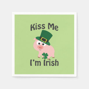 Kiss Me I'm Irish Pig Paper Napkins