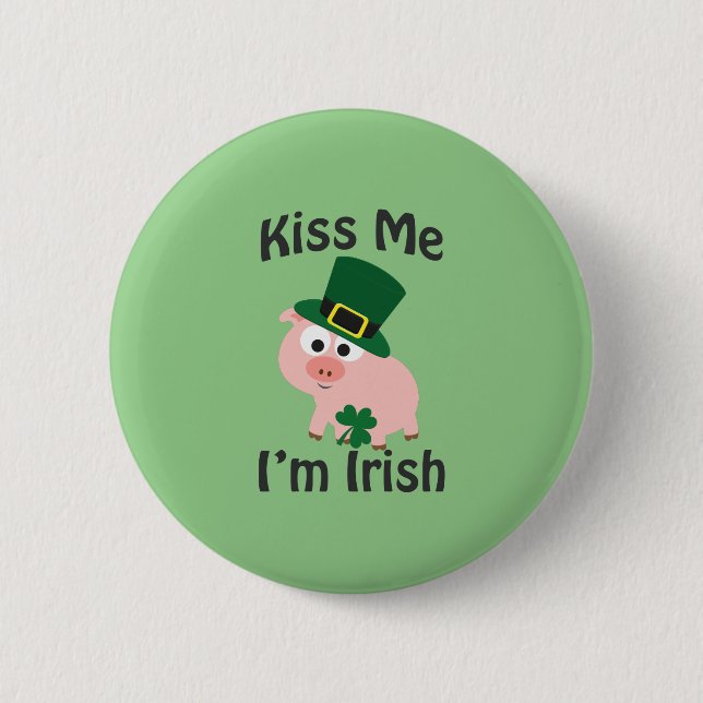 Kiss me I'm Irish Pig Pinback Button (Front)