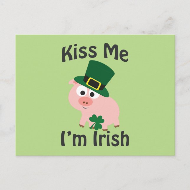 Kiss Me I'm Irish Pig Postcard (Front)