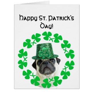Kiss me i'm Irish pug big greeting card