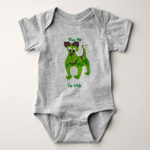 Kiss Me Im Irish Puppy T_shirt Baby Bodysuit