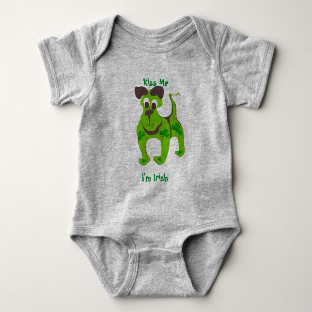 Kiss Me, I'm Irish Puppy T-shirt Baby Bodysuit (Front)