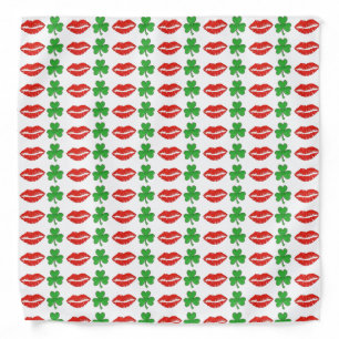 Kiss Me I'm Irish Red Lips Green Shamrock Clover Bandana
