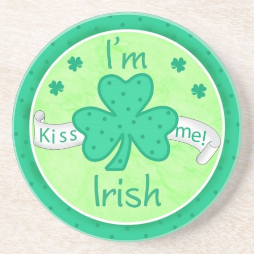 Kiss Me Im Irish Round Coaster
