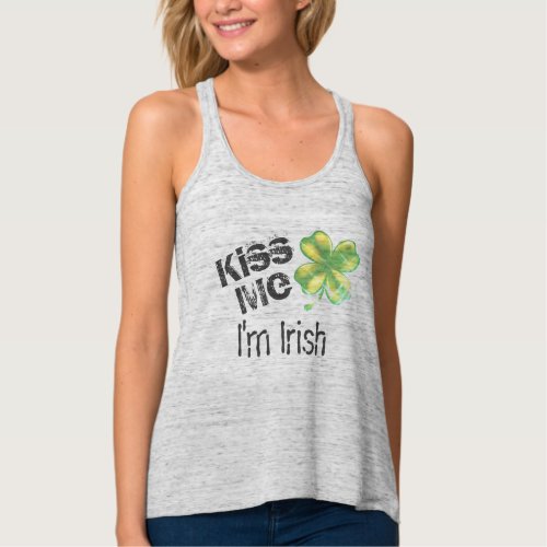 Kiss Me Im Irish shamrock Tank or T_Shirt