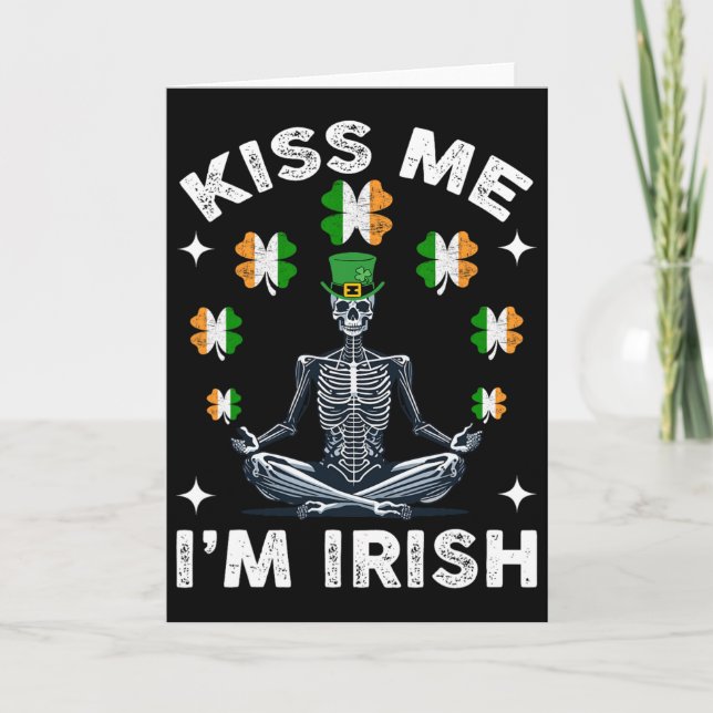 Kiss Me I'm Irish Skeleton St Patrick's Day  Card (Front)