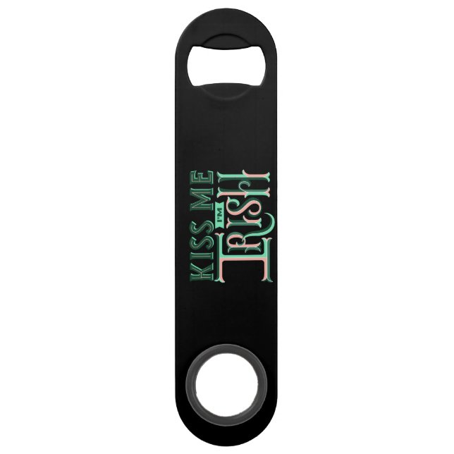Kiss Me I'm Irish slogan St Paddy's Day Bar Key (Front)