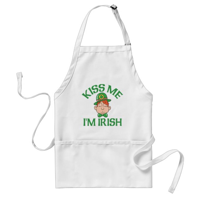 Kiss Me I'm Irish Smooching Man Adult Apron (Front)