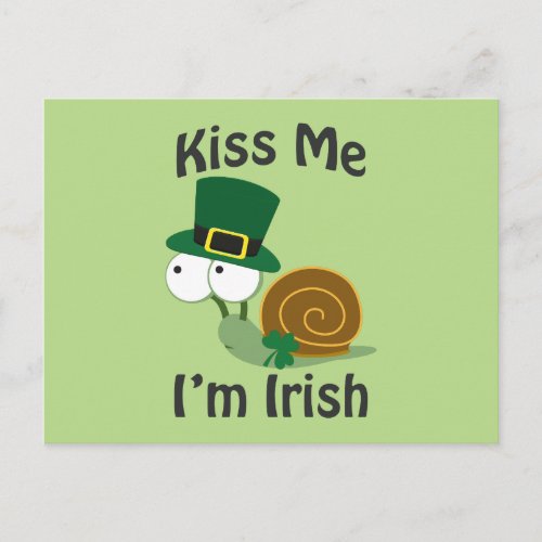 Kiss Me Im Irish Snail Postcard