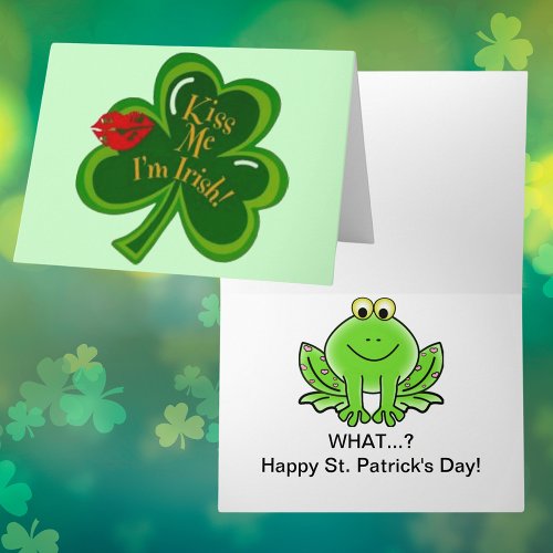 Kiss Me Im Irish St Paddy Frog Card